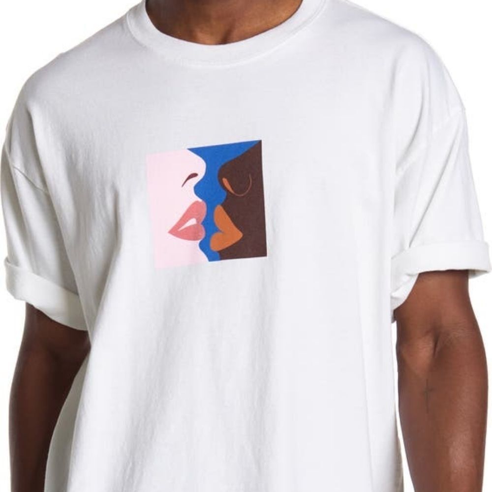 Obey Lips Graphic Crewneck T-shirt White Size Small
